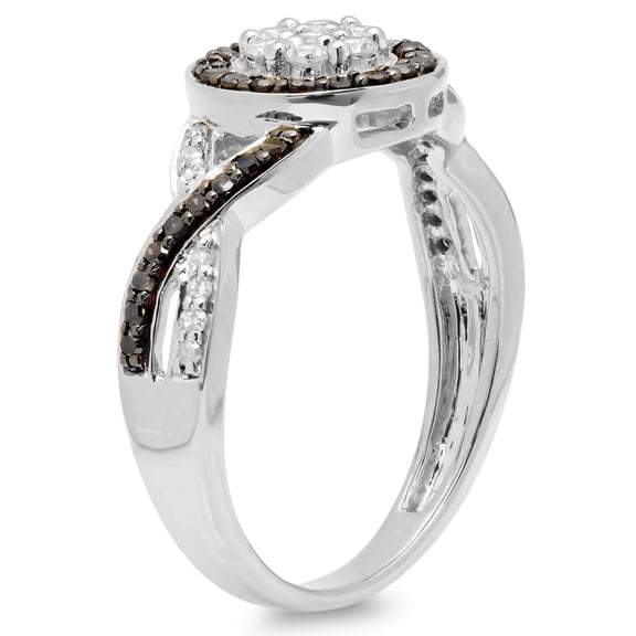 Dazzlingrock Collection 0.55 Carat (ctw) 10K Round White & Black Diamond Ladies Cluster Engagement Ring, White Gold, Size 9.5