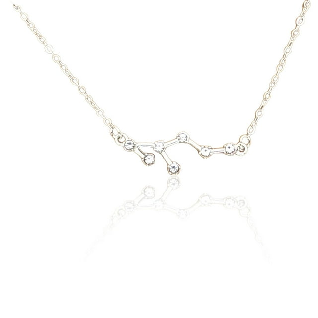 Ins Constellations Theme Friendship Necklace Rhinestone Comfortable Delicate with Display Card Pendant for Lover Festival Gifts Leo Silver