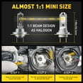thumbnail image 4 of AUXITO H7 LED Headlight Bulb, 1:1 Mini Size , 6500K White, Fanless H7ll Fog Lights Halogen Replacement Bulb, Pack of 2, 4 of 9