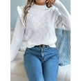 thumbnail image 4 of Womens Sweaters Sweater for Women Crewneck Ruffle Long Sleeve Solid Color Loose Pullover Top Winter 2025 White S, 4 of 9