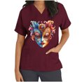 thumbnail image 3 of BiZtdJrK Mardi Gras Scrubs for Women 2025 Spring Summer Short Sleeve T Shirts Nurse Medical Uniforms Casual V Neck Scrub Tops Shirts Wine S Lightning Prime Sales, 3 of 6