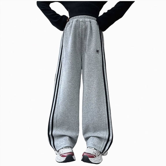 YDFCWX Sweatpants Baggy Girls Sweatpants Kids Drawstring Wide Leg Cargo Pants for Teen Girls Baggy Joggers Pants with Pockets Grey,5-6 Years