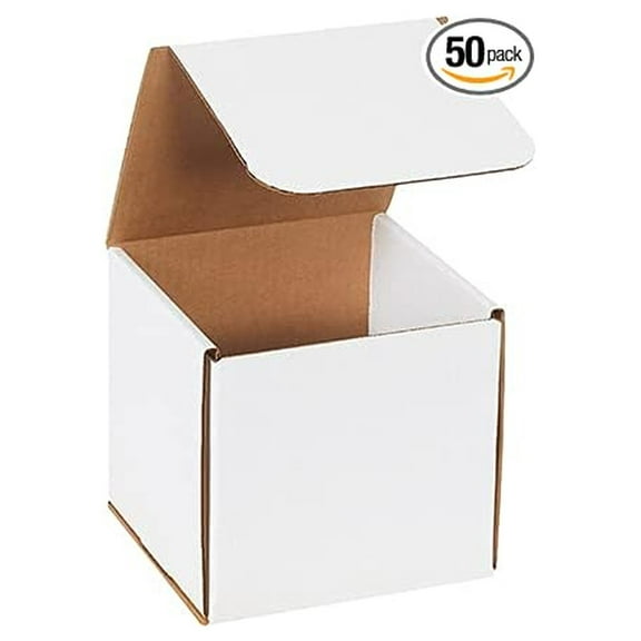 White Shipping Boxes 6x6x6 Heavy Duty, Lightweight, 6"L X 6"W X 6"H Foldable Corrugated Cardboard Mailer Boxes for Packaging Small Business Mailings Gifts Promotions Moving Box 50 Pack