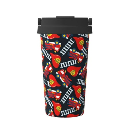 

KLL Fire Rescue With Red Helmet And Truck Pattern Stainless Steel Vacuum Insulated Tumbler - Carry Insulated Coffee Mug - Reusable Insulated Cold Brew Iced Coffee Cup Thermos