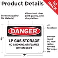thumbnail image 2 of LP Gas Storage No Smoking or Flames with OSHA Danger Vinyl Decal Label 7 Inch x 5 Inch - 10 Pack, 2 of 6