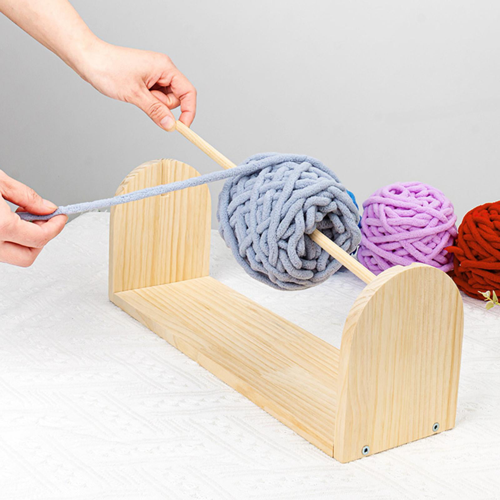 Wooden Yarn Ball Holder Winder Ribbon Storage Yarn Skein Holder Stand  Dispenser for Craft & Sewing Crocheting Knitting Embroidery Supplies