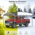 thumbnail image 7 of Acekid 10x15'Outdoor Carport, Heavy-Duty Metal Carport,Metal Carport with Galvanized Steel Roof and Frame,Upgraded Extra Large Metal Garage for Pickup,Car,Boatand Tractors,Trucks, 7 of 7