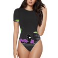 thumbnail image 1 of Rocae Géométrie Dash pour une Pièce Col Rond Manches Courtes Justaucorps pour Femmes Décontracté Basique Justaucorps Combinaison Quotidienne T-Shirts-grand, 1 of 7
