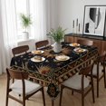 thumbnail image 3 of Golden Black Rectangle Tablecloth, Sun Middle Century Abstract Luxury Waterproof & StainResistant Tablecloth, Washable Oil-proof Table Cover for Dining/Party/Wedding/Camping/Buffet 60x102 In, 3 of 9