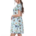 thumbnail image 2 of Rateoe Turtle Pattern Women’s Short Sleeve Dress – Casual Elegant Summer A-Line Dress for Everyday Wear, 2 of 6