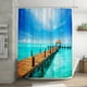 thumbnail image 4 of ¡Oferta! Cortina de ducha CICRKHB con estampado de playa y océano, 180 x 180 cm, con 12 ganchos de plástico, impermeable, para baño, resistente, lavable a máquina, secado rápido., 4 of 8