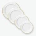 thumbnail image 1 of Assiettes Rondes Classiques Blanches en Plastique Doré 10 Assiettes, 1 of 1