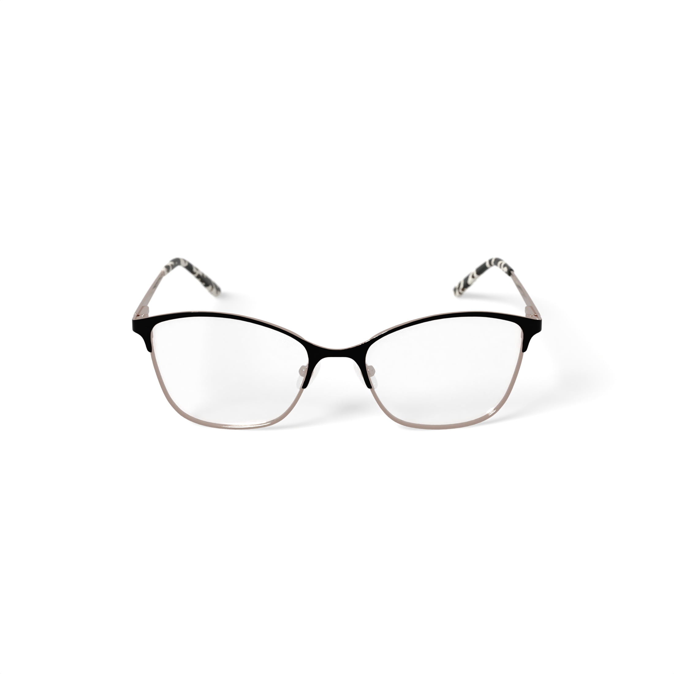 Christie Brinkley Women's C327 Browline Prescription Eyeglasses with Case, Black/Gold