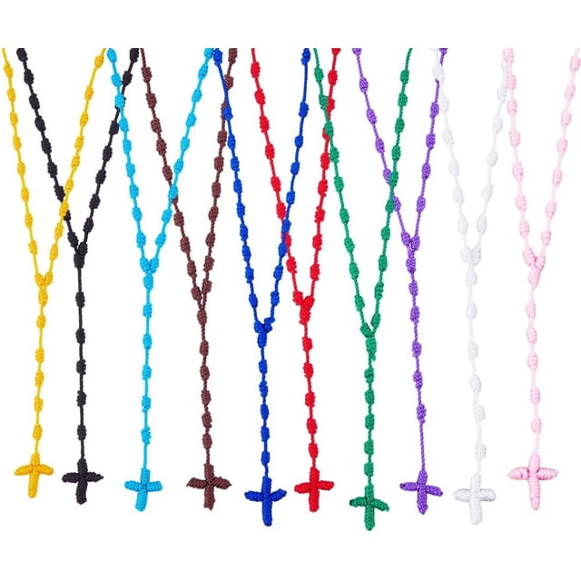 Collar de rosario anudado de Pascua, ligero, de cuerda larga, 74 cm/29,13 pulgadas, con cuentas trenzadas para hombres y mujeres.