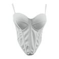 thumbnail image 2 of Women's Bustiers & Corsets Spaghetti Strap Underwire Push Up Full Coverage Bodysuit Solid Color Slimming Bustier Tops (M, White), 2 of 8
