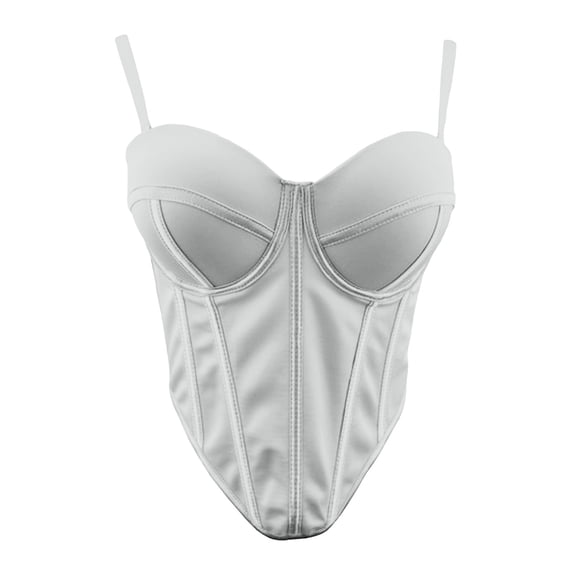 Xdegoge Bustier Tops for Women Spaghetti Strap Sleeveless Boned Cami Fashion Solid Color Party Camisole Cropped Asymmetrical Hem Corset Summer Cute Streewear