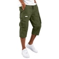 thumbnail image 2 of Below The Knee Shorts for Men Corduroy Long Cargo Shorts Casual 3/4 Length Sweat Capris with Pockets Army Green S, 2 of 7
