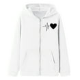 thumbnail image 3 of Jamsmile Toddler Girls Zip Up Hoodies Cute Heartbeat Print Hooded Coats Pullover Casual Jacket For Child Girls Sports Outerwear, 3 of 4