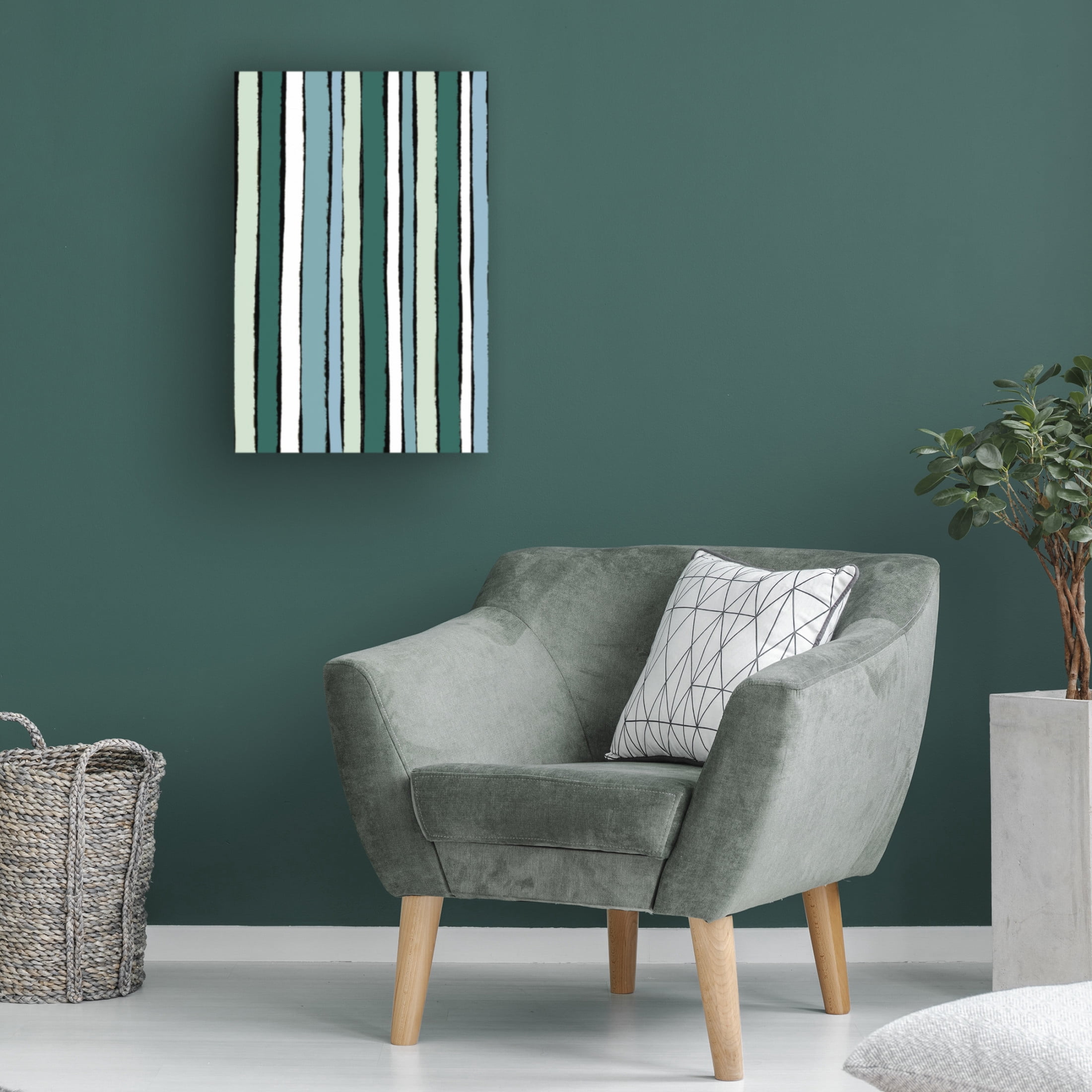 Canvas Wall Art - Treechild 'Smaragd Green Stripes' Wall Art for Living Room, Bedroom, or Office D?cor by Trademark Fine Art - 22 x 32 Inches