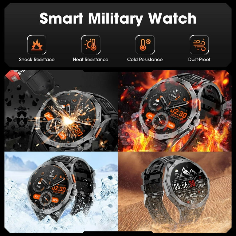 Haulvean 2025 New 1.85-inch Military Smart Watch for Men, fits for