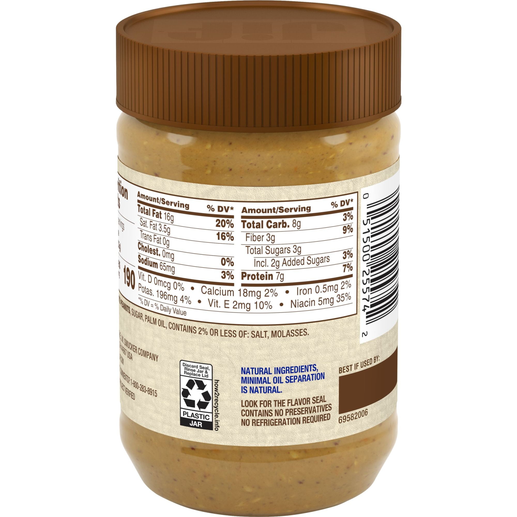 Jif Natural Crunchy Peanut Butter Spread Contains 90% Peanuts, 16 Ounces (Pack of 2)