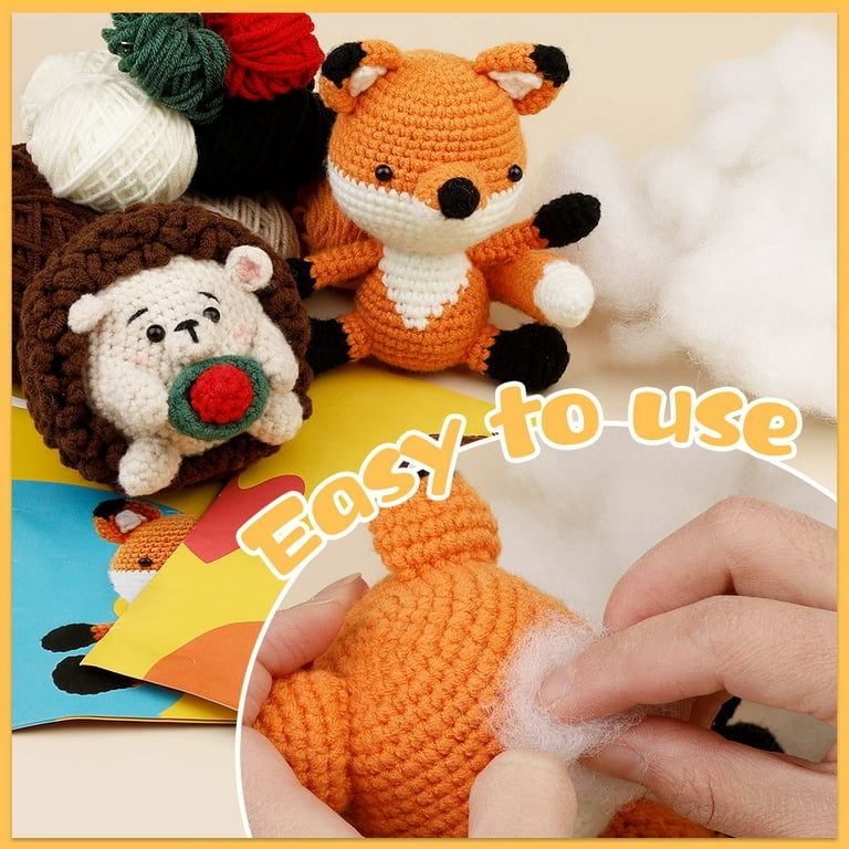 Jupean Beginners Crochet Kit, 3 Pack Cute Small Animals Kit for
