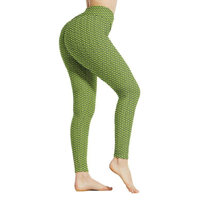 POPYOUNG TIK Tok Leggings for Women Butt Lift, Sexy Anti-Cellulite Scrunch  Honeycomb Texture Booty Lifting High Waisted Tummy Control Workout Yoga  Pants, for Around The House.Yellow Black Grids L 
