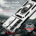 thumbnail image 5 of for Samsung Galaxy S21 FE Case Heavy Duty Military Grade Protection,Camera Lens Slide Protection & 360°Rotate Magnetic Car Mount Holder Kickstand Rugged Shockproof Drop Hard Shell,Silver, 5 of 8