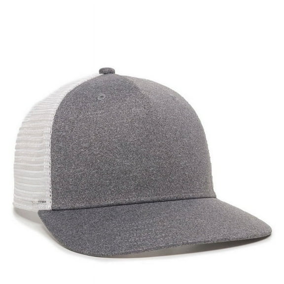 Outdoor Cap RGR-100M 5 Panel Heathered, Mesh Back Cap-Heathered Black/White