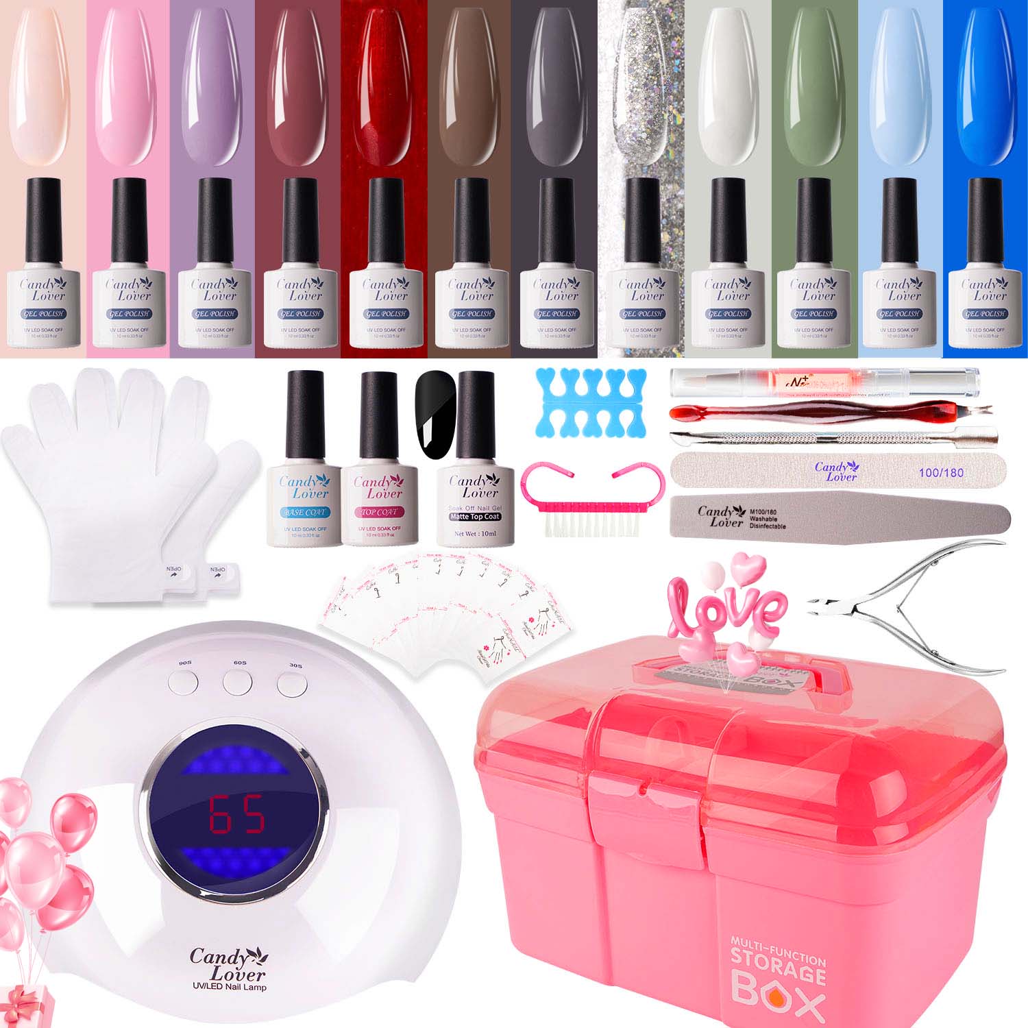 Candy Lover Gel Nail Polish Kit with UV LED Lamp