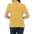 thumbnail image 3 of INSPIRE CHIC Casual Smocked Blouse for Women's Square Neck Ruffle Bell Sleeve Loose Top XS Yellow, 3 of 5