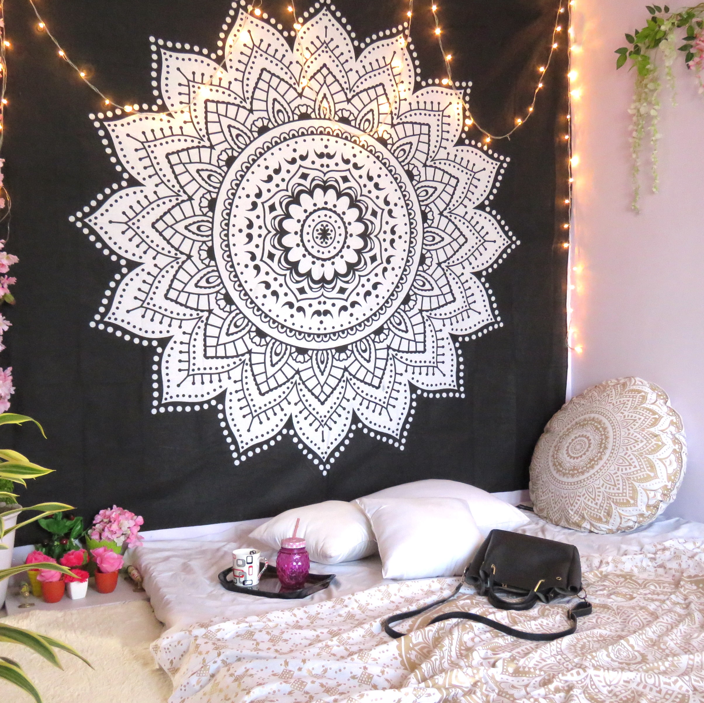 Indian Mandala Poster Wall Tapestry Hippie Turquoise Yoga Mat Decor Throw Ethnic 
