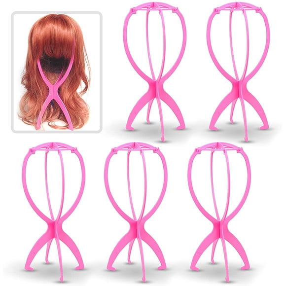 Superhairpieces Support de Perruques Toupee Support de Mannequin Durable à 5 Paquets pour Présenter des Expositions et des Rangements de Perruques Toupee (5PCs, Rose)