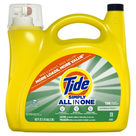 Tide Simply Clean All In One, 138 Loads - Daybreak Fresh - 182 oz- Pack of 2
