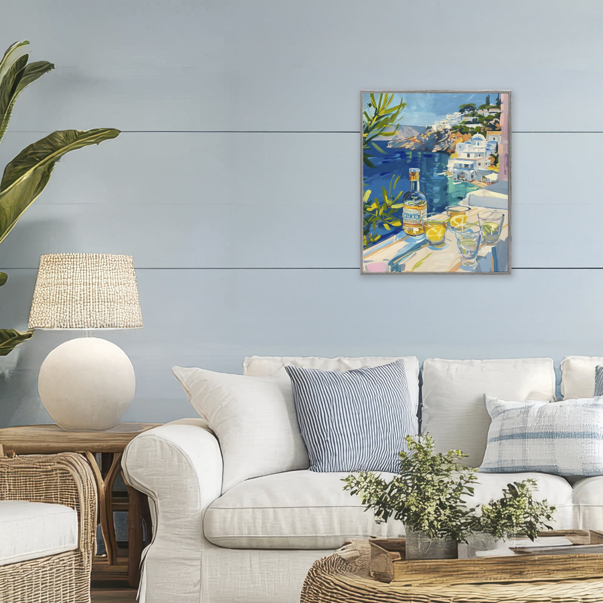 Stupell Industries Drink By The Sea Balcony Gray Framed Giclee Art, design by The Prints Vibe