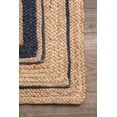 thumbnail image 3 of DecorAvenue Hand Woven Braided Farmhouse Jute Area Rug Beige Color Navy Blue Border 2 ft x 3 ft, 3 of 5