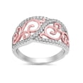 thumbnail image 1 of Clear Cubic Zirconia Rose Gold-Tone Swirl Branches Design Ring Two Tone Sterling Silver, 1 of 3