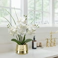 thumbnail image 3 of 15.7" Orchids Artificial Flowers White Phalaenopsis in Gold Pot Realistic Touch Faux Orchid Plant for Home Office Room Table Centerpieces Kitchen Decor, 3 of 7