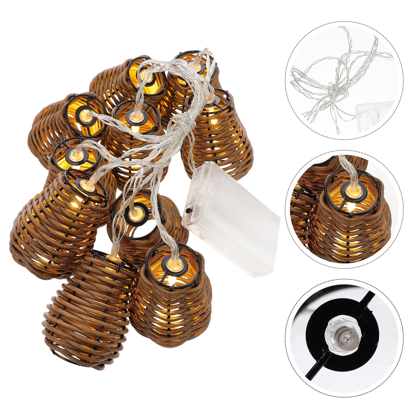 Minkissy Rattan LED Light String Warm Lighting Decorative 1Pcs