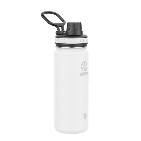 Takeya Originals Spout Water Bottle, Stainless Steel, Vacuum insulated, 18 oz, White