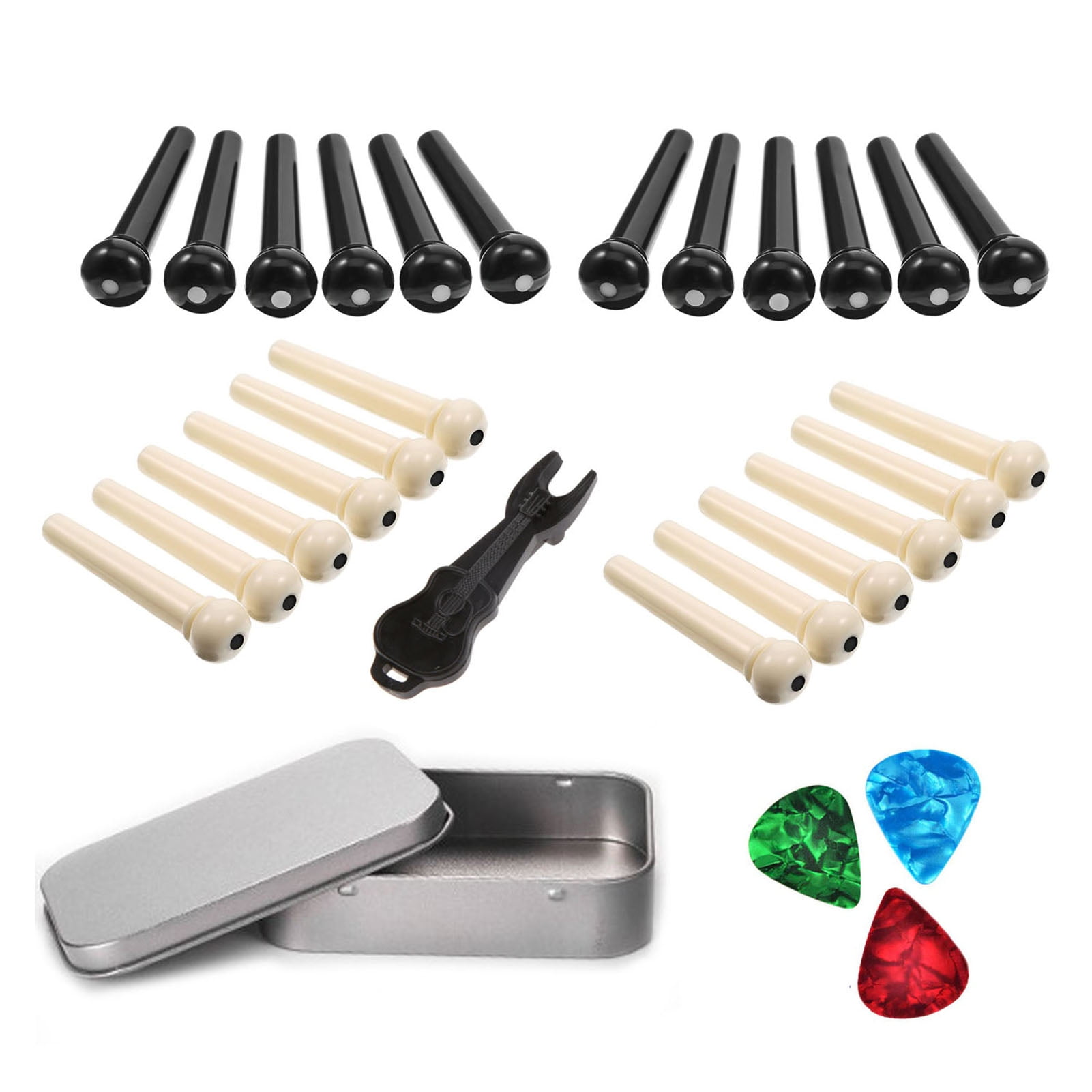Acoustic Folk Guitar Accessories Kit Including 24pcs Pins + 3pcs