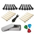 thumbnail image 1 of Acoustic Folk Guitar Accessories Kit Including 24pcs Pins + 3pcs Celluloid Picks(Random Color Delivery) + 1 Pin Puller + 1 Metal Storage Box, 1 of 5