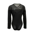 thumbnail image 4 of GHSOHS Round Neck Long Sleeve Bodysuits for Women See Through Mesh Lingerie Leotards Thong Jumpsuit Stretchy Basic Tops Shirt, 4 of 5