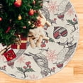 thumbnail image 3 of FMSHPON Christmas Birds Snowflakes Holly Berries Xmas Christmas Tree Skirt Stand Mat for Holiday Party Decoration Indoor Outdoor 36 inches, 3 of 6