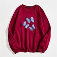 thumbnail image 2 of Moda mujer mariposa impresión casual manga larga o-cuello señoras sudadera tops Pompotops gfhjh8141, 2 of 5