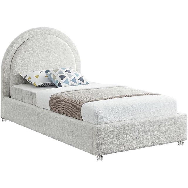 Meridian Furniture Milo Cream Fabric Twin Bed