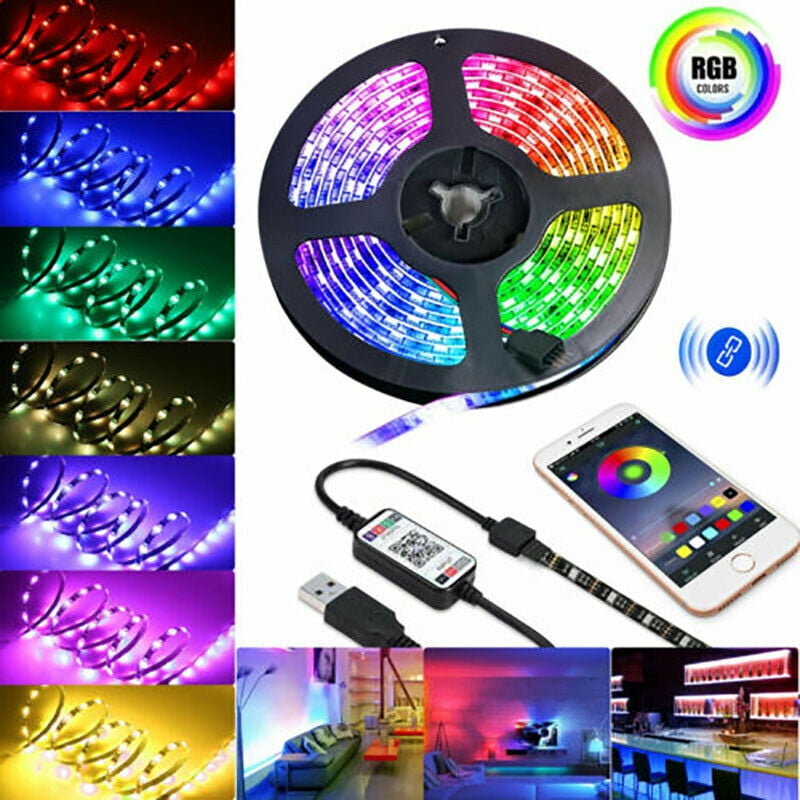 5V USB LED Strip Lights TV Back Light 5050 RGB Color Change Bluetooth APP Remote 