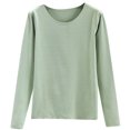 thumbnail image 3 of Long Sleeve Womens Tops Crew Neck Tops Green Thermal Shirts for Women Warm Tops for Women Fall Tshirts for Women, 3 of 4