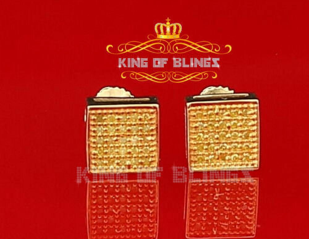 King of Bling's 0.15ct Diamond 925 stud Sterling Silver Yellow Women's/ Men's Square Earrings