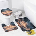 thumbnail image 4 of 4 Piece Decor Shower Curtains Sets Bath Mat U-Shaped Floor Mat Toilet Lid Oval Rug Palm Trees at Sunset with Flowers And A Hammock Bath Curtain Palm Tropical Beach Summer Tree, 4 of 8